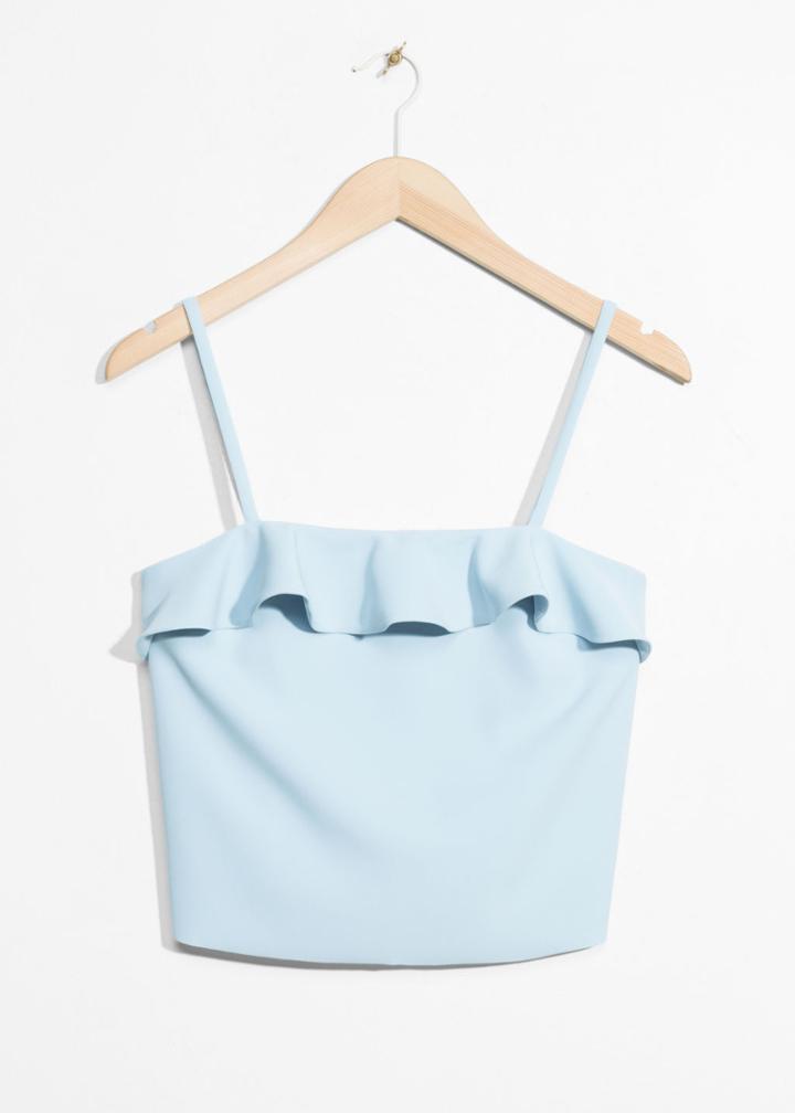 Other Stories Ruffle Crop Top - Turquoise