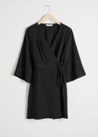 Other Stories Flare Sleeve Wrap Dress - Black