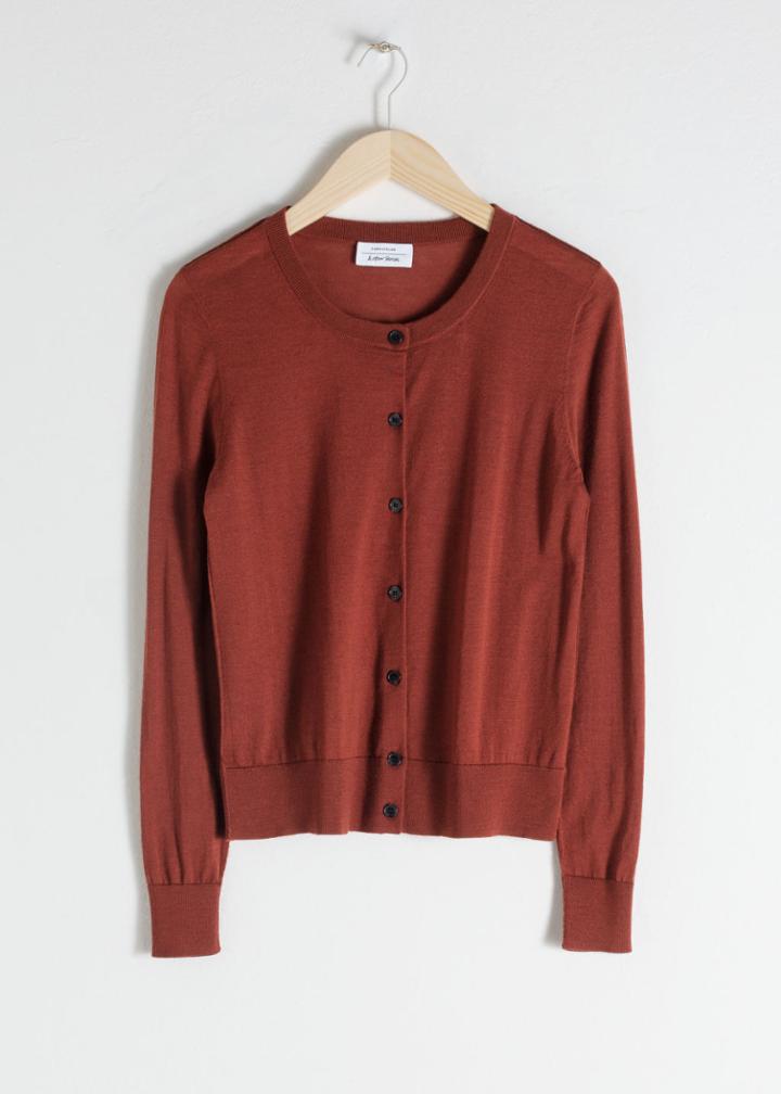 Other Stories Fitted Merino Wool Cardigan - Orange