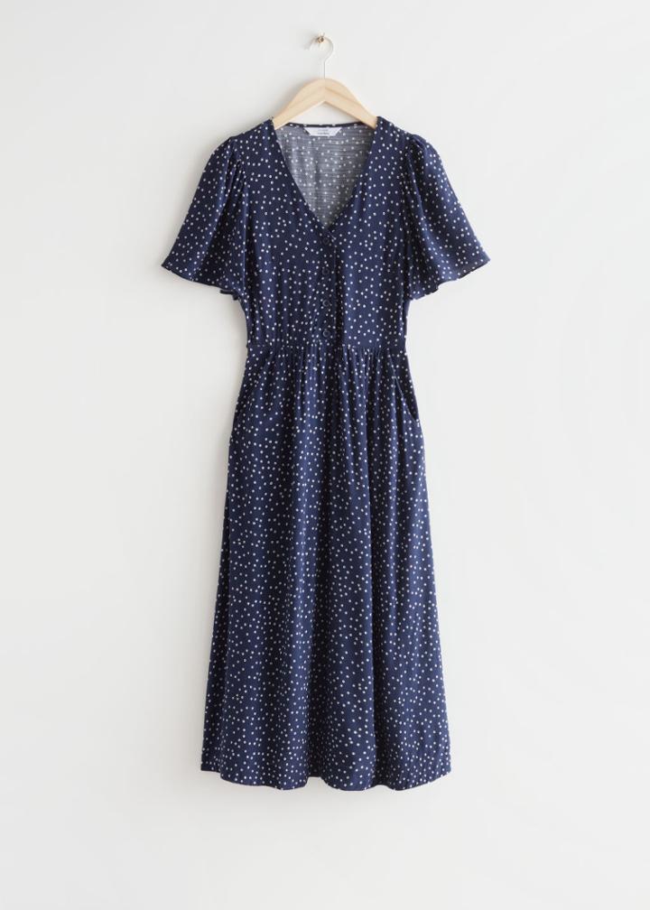 Other Stories Flutter Sleeve Midi Dress - Blue
