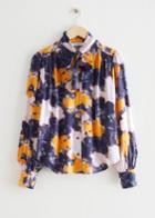 Other Stories Printed Neck Tie Blouse - Blue