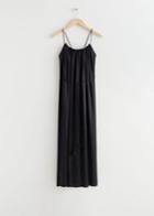 Other Stories Strappy Tassel Tie Midi Dress - Black