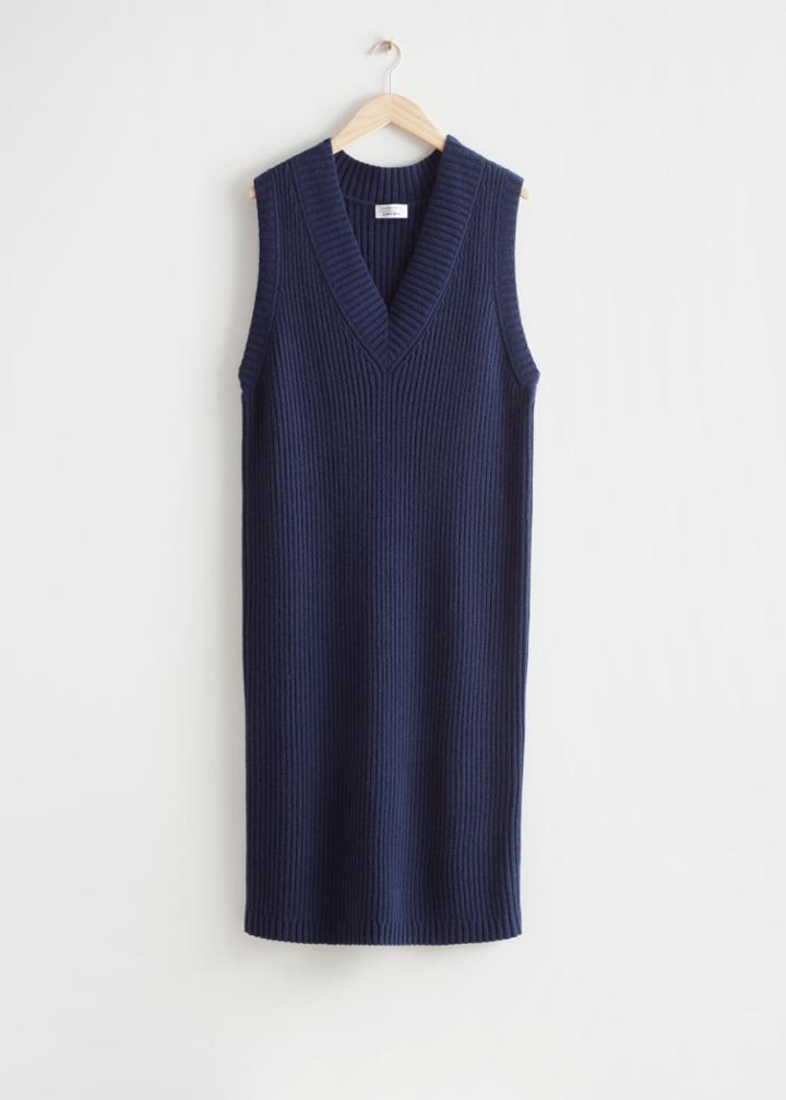 Other Stories Sleeveless Midi Knit Dress - Blue
