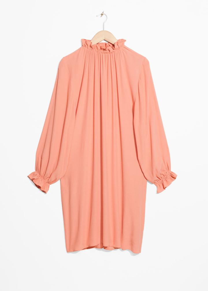Other Stories High Neck Frill Dress - Orange