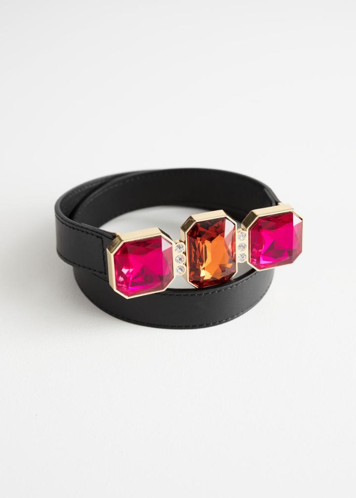 Other Stories Rhinestone Waist Belt - Orange