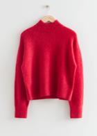 Other Stories Cropped Mock Neck Knit Sweater - Red