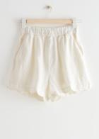 Other Stories Scalloped Linen Shorts - White