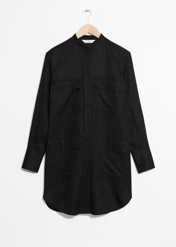 Other Stories Patch Pocket Shirt Dress - Black