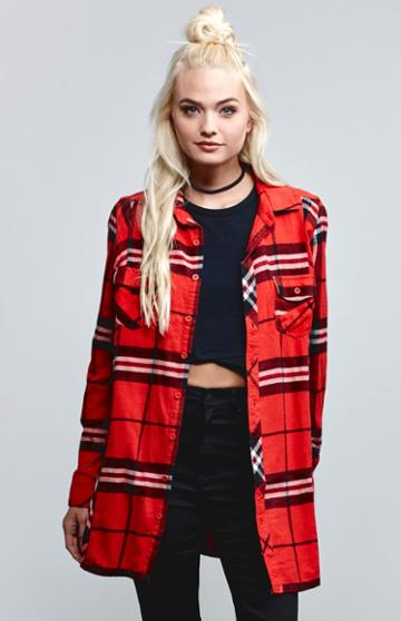 Volcom Love Me Not Flannel Tunic Shirt