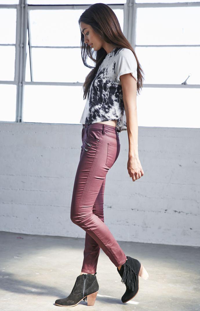 Bullhead Denim Co. Coated Zip Mid Rise Skinniest Jeans