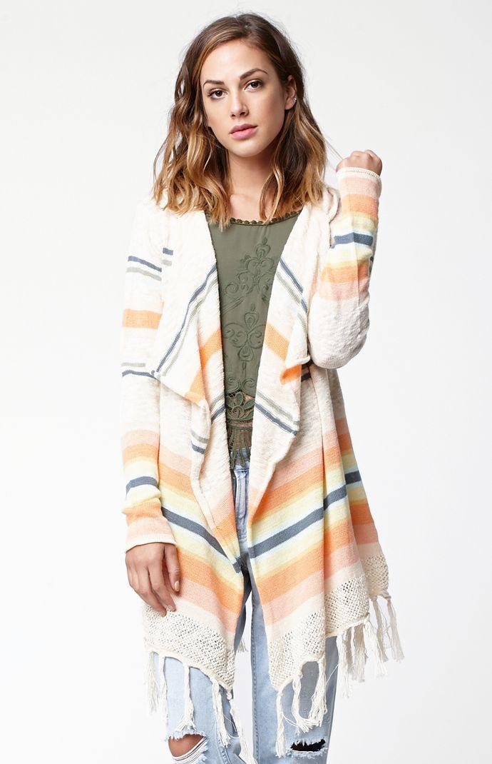 Rip Curl Wayward Fringe Trim Hooded Cardigan