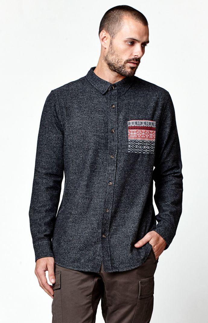 On The Byas Chip Contrast Pocket Long Sleeve Button Up Shirt
