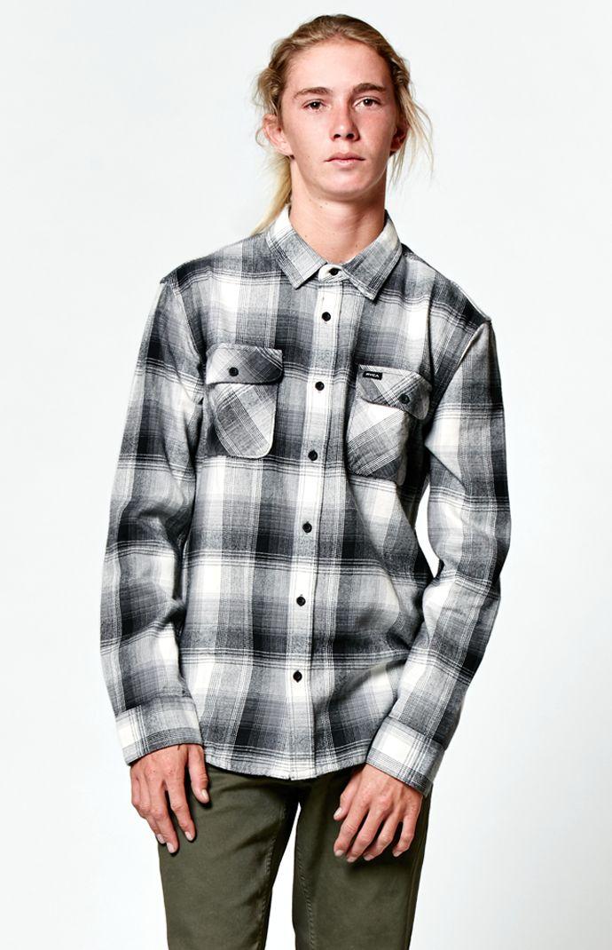 Rvca Highland Plaid Long Sleeve Button Up Shirt