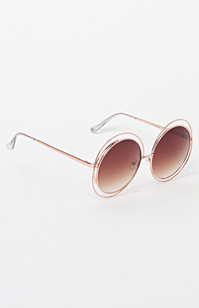 With Love From Ca Oversized Round Rose Gold Sunglasses