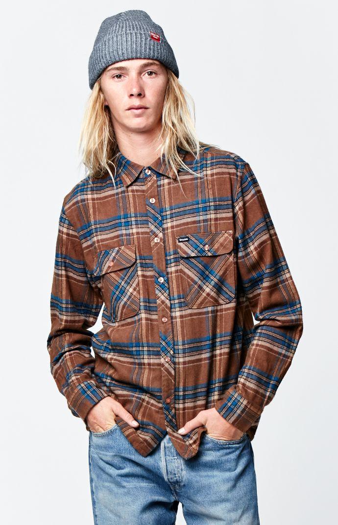 Brixton Archie Navy & Brown Flannel Shirt
