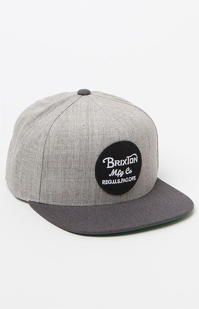 Brixton Wheeler Charcoal Heather Snapback Hat