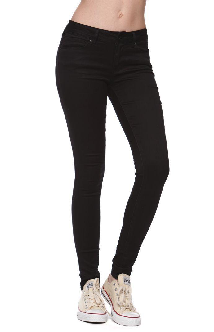 Bullhead Black Womens Bullhead Black Jeans - Bullhead Black Starry Black Mid Rise Skinniest Jeans