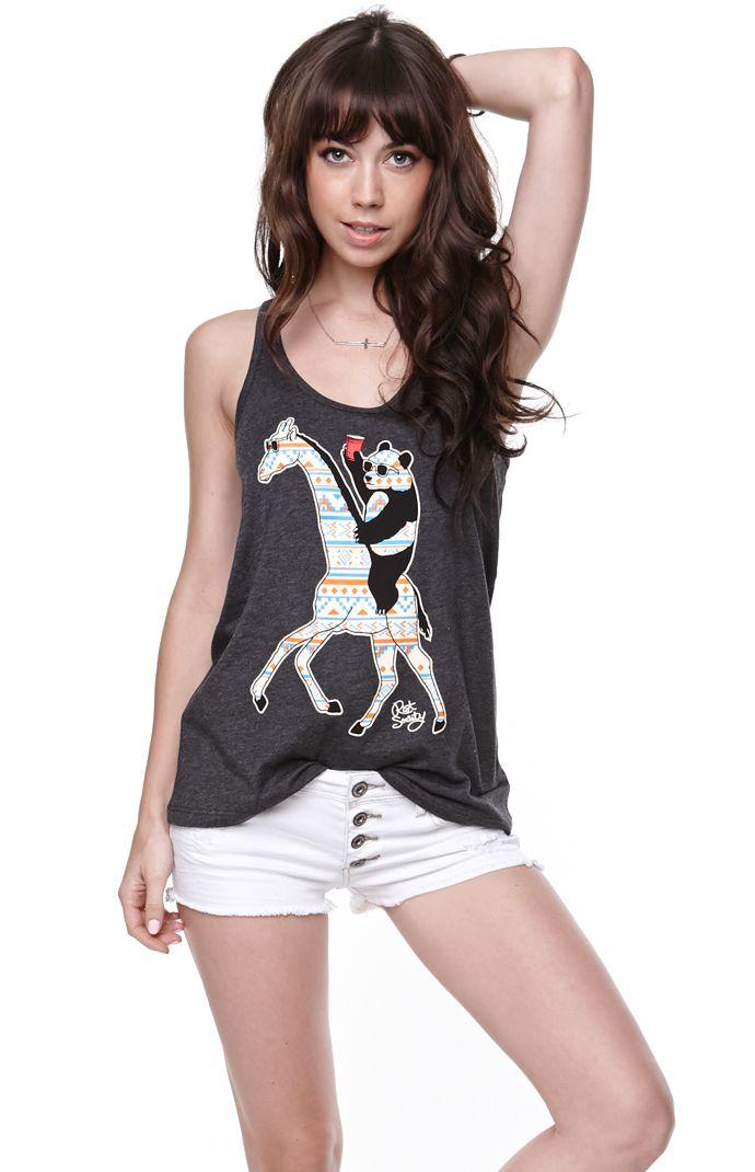 Riot Society Womens Riot Society Tee - Riot Society Tribal Panda Giraffe Tank
