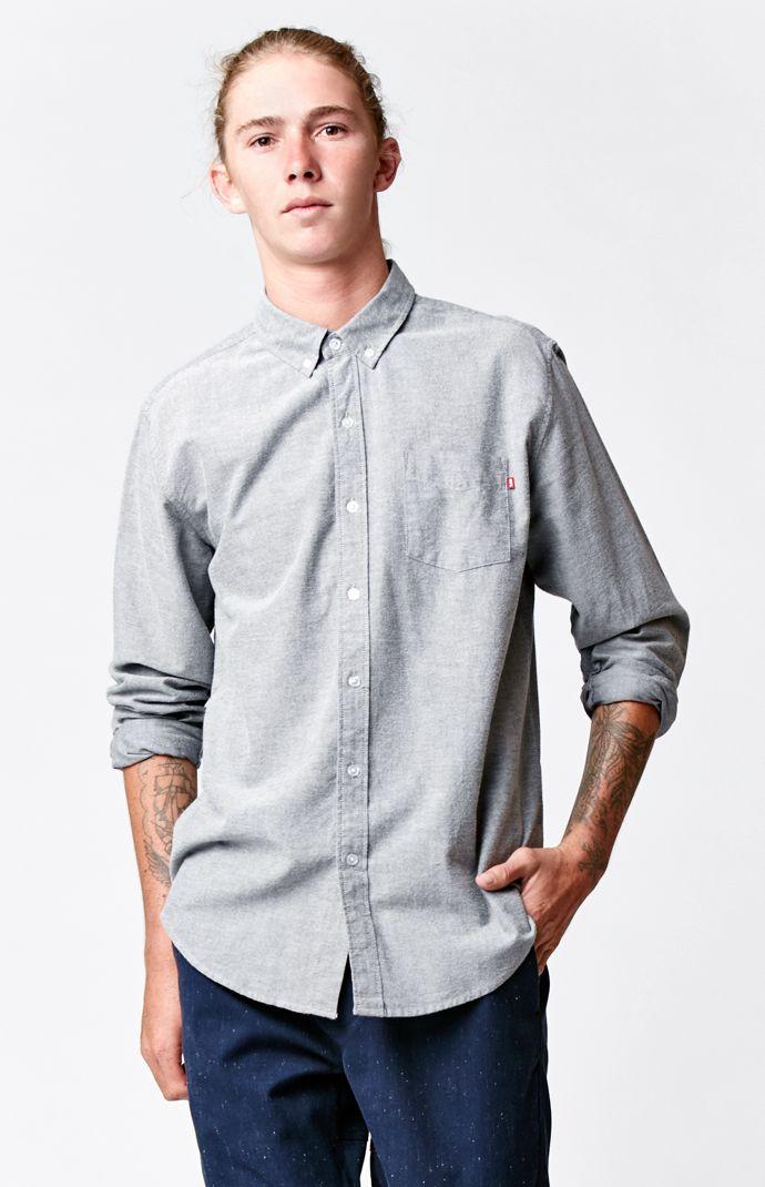 Obey Dissent Long Sleeve Oxford Button Up Shirt