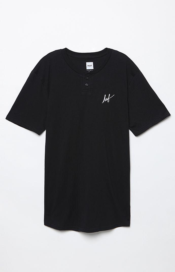 Huf Script Henley Black T-shirt