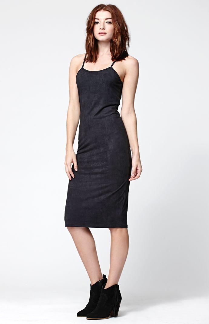 La Hearts Faux Suede Midi Bodycon Dress