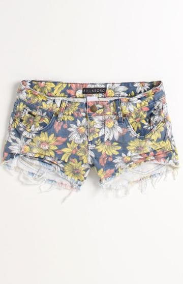 Billabong Womens Billabong Shorts - Billabong Broken Hearted Floral Shorts