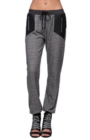 Nollie Womens Nollie Pants - Nollie Faux Leather Inset Jogger Pants