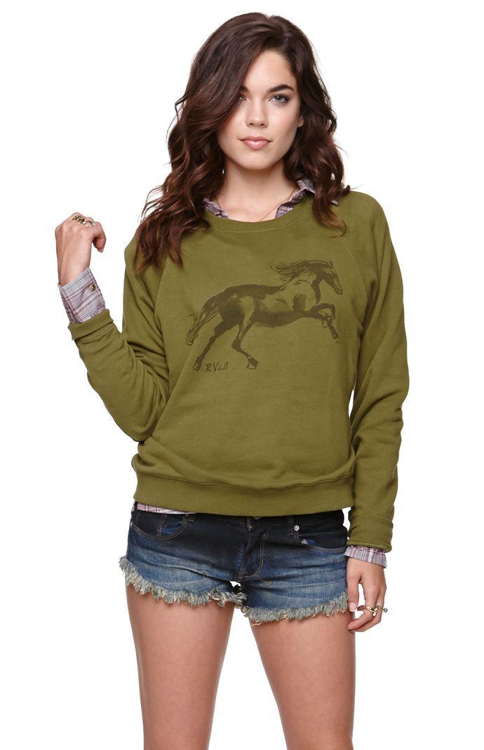 Rvca Womens Rvca Hoodie - Rvca Horse Pullover Fleece