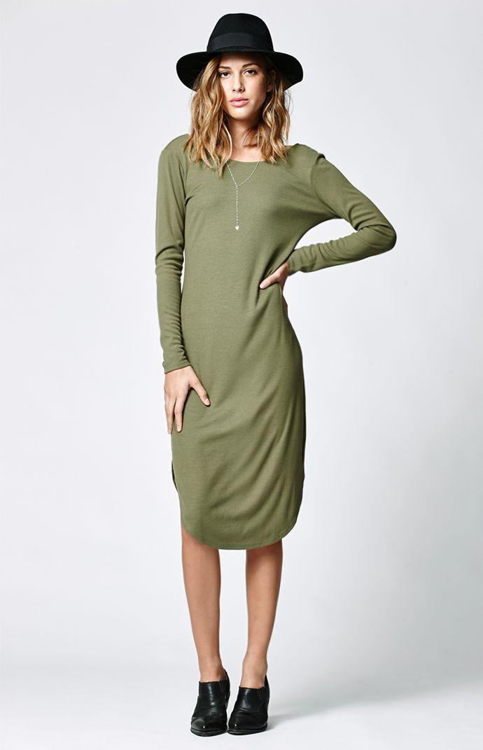 La Hearts Ribbed Long Sleeve Dress
