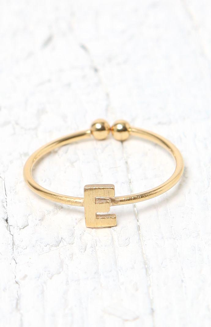 Wanderlust + Co 'e' Initial Ring