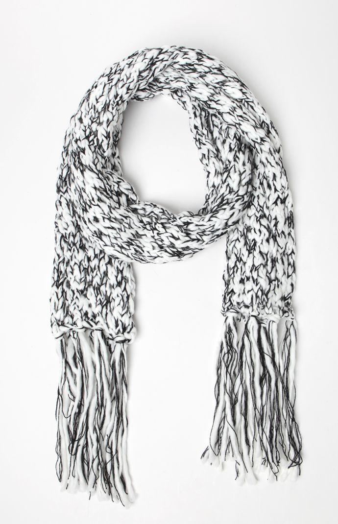 La Hearts Marled Slub Fringed Long Scarf