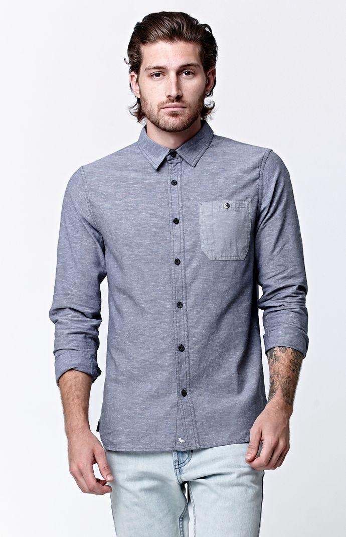 Modern Amusement Chambray Long Sleeve Button Up Shirt