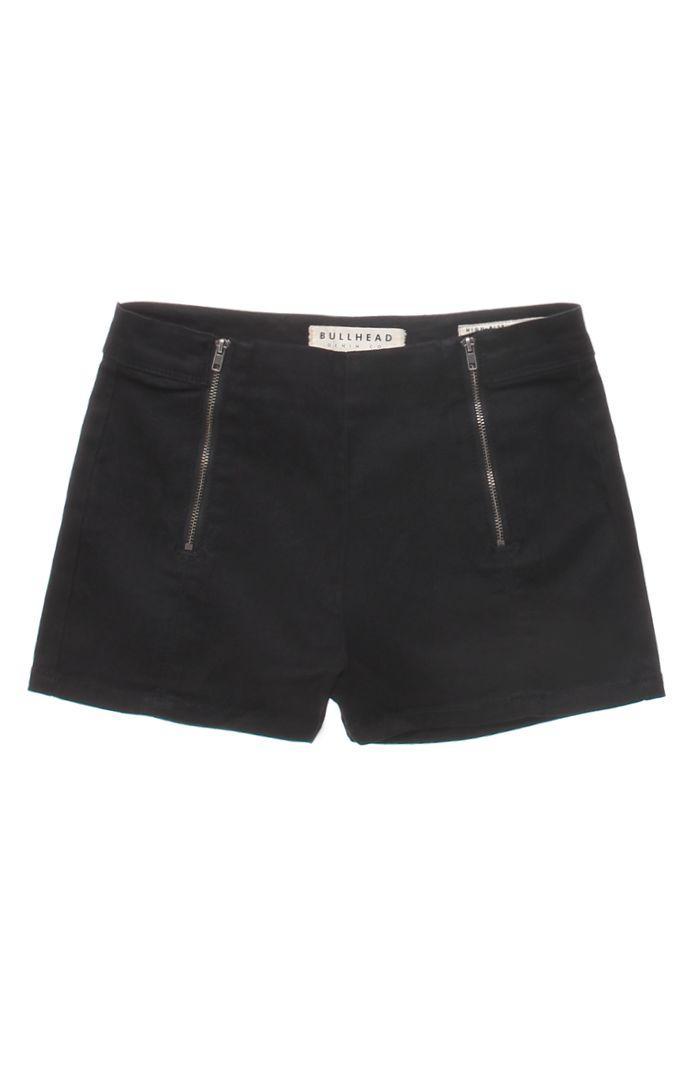 Bullhead Denim Co Womens Bullhead Denim Co Shorts - Bullhead Denim Co Rise Double Zip Black Shorts
