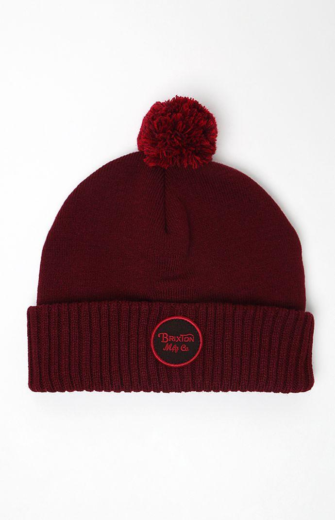 Brixton Wheeler Burgundy Pom Beanie