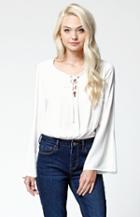 La Hearts Lace-up Long Sleeve Cropped Top
