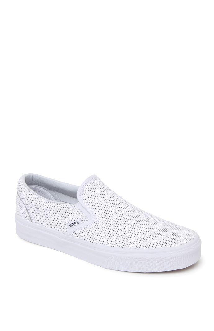 Vans Womens Vans Shoes - Vans Slip On White Perforated Shoes