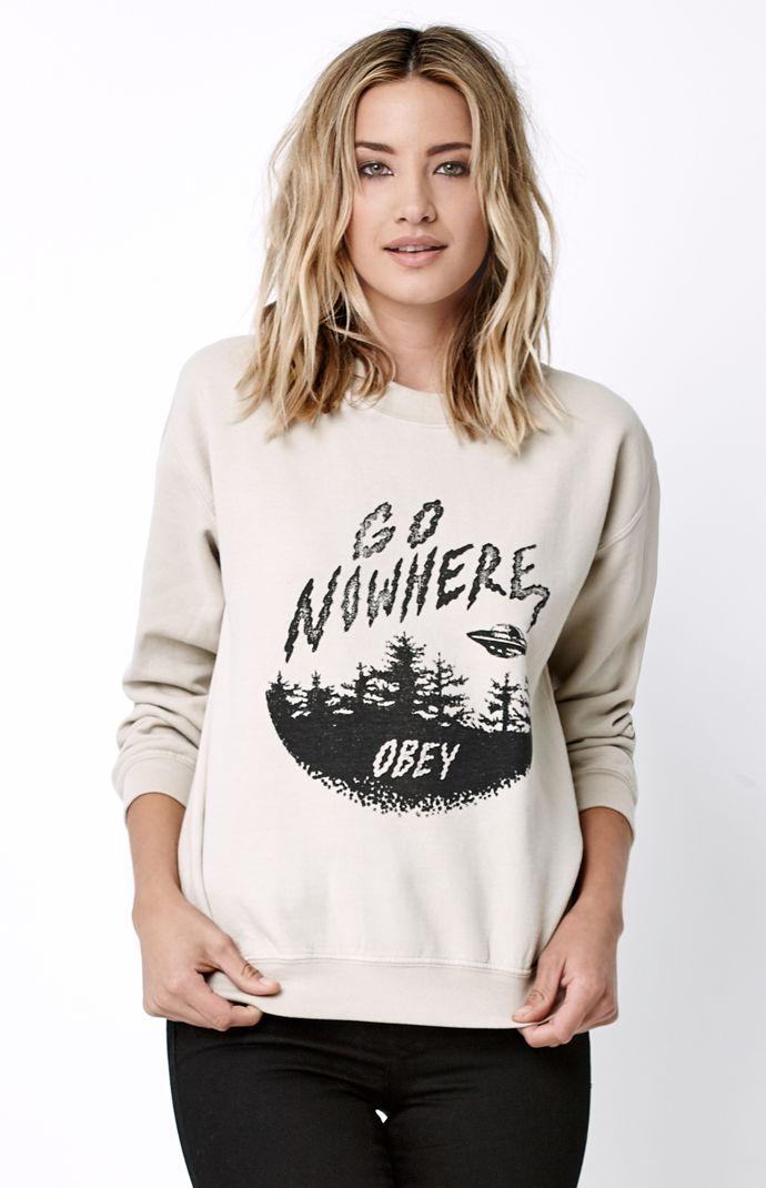 Obey Go Nowhere Vintage Throwback Crew Neck Sweatshirt