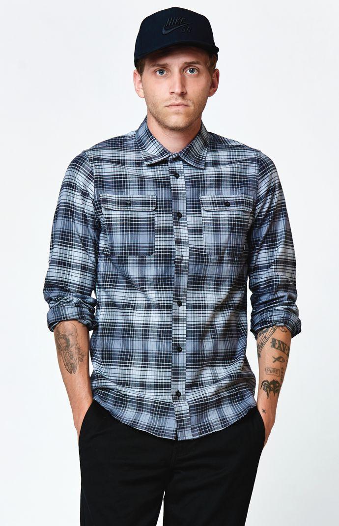 Nike Sb Long Sleeve Plaid Button Up Shirt