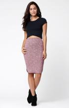 La Hearts Dolphin Hem Ribbed Midi Skirt