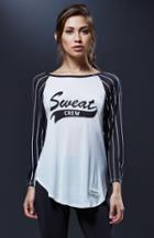 Sweat Crew Stripe Sleeve Graphic Baseball T-shirt