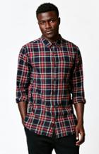 On The Byas Bones Plaid Zip Side Long Sleeve Button Up Shirt