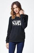 Rvca Out There Sequin Applique Crew Neck Sweatshirt