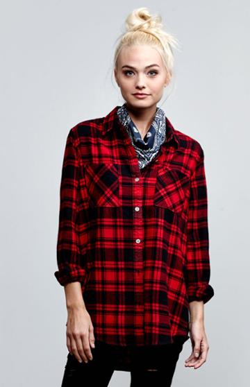 La Hearts Side Zipper Plaid Shirt