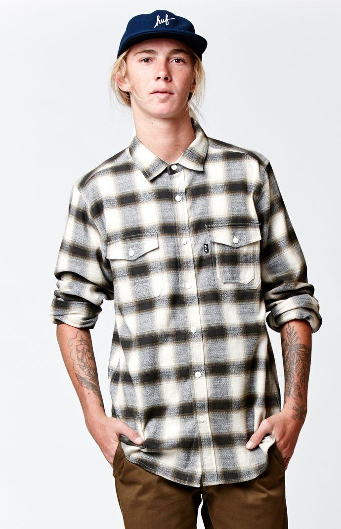 Huf Sayulita Flannel Green Long Sleeve Button Up Shirt