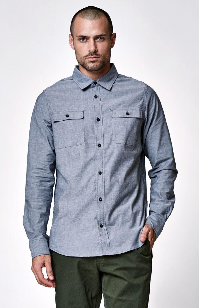Nike Sb Chambray Long Sleeve Button Up Shirt