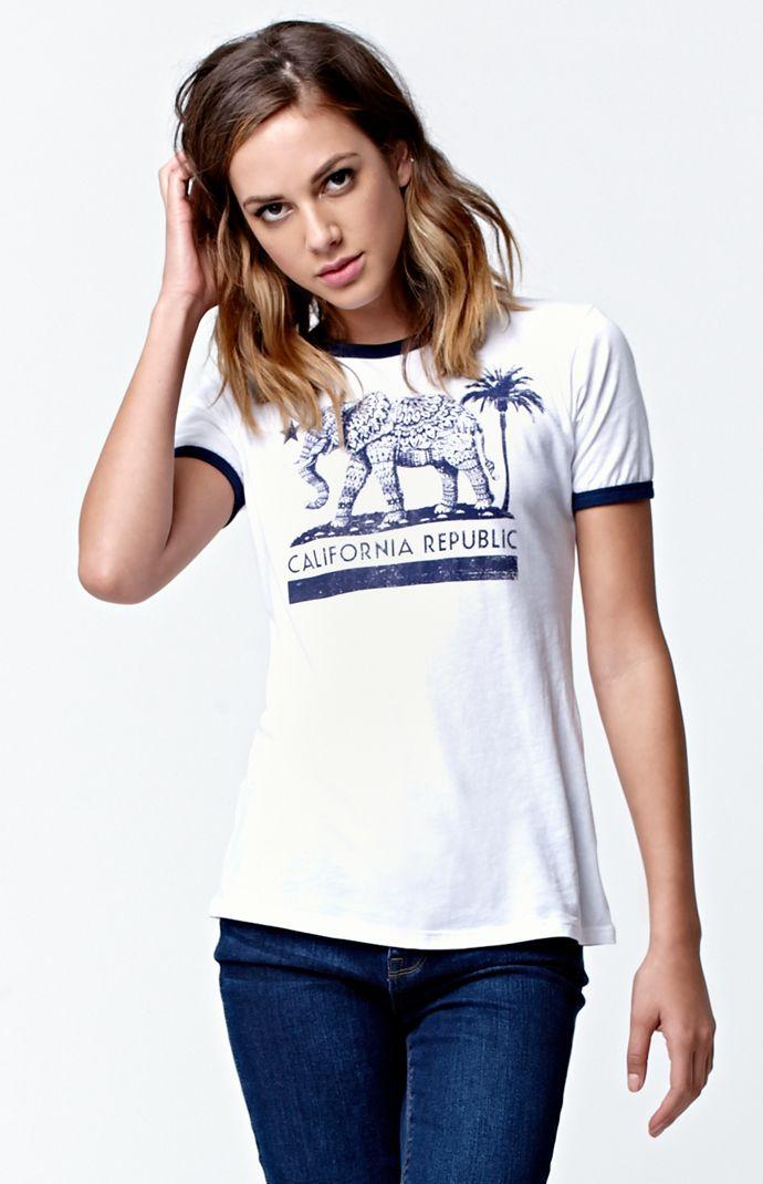 Riot Society Ornate Elephant Cali Ringer T-shirt