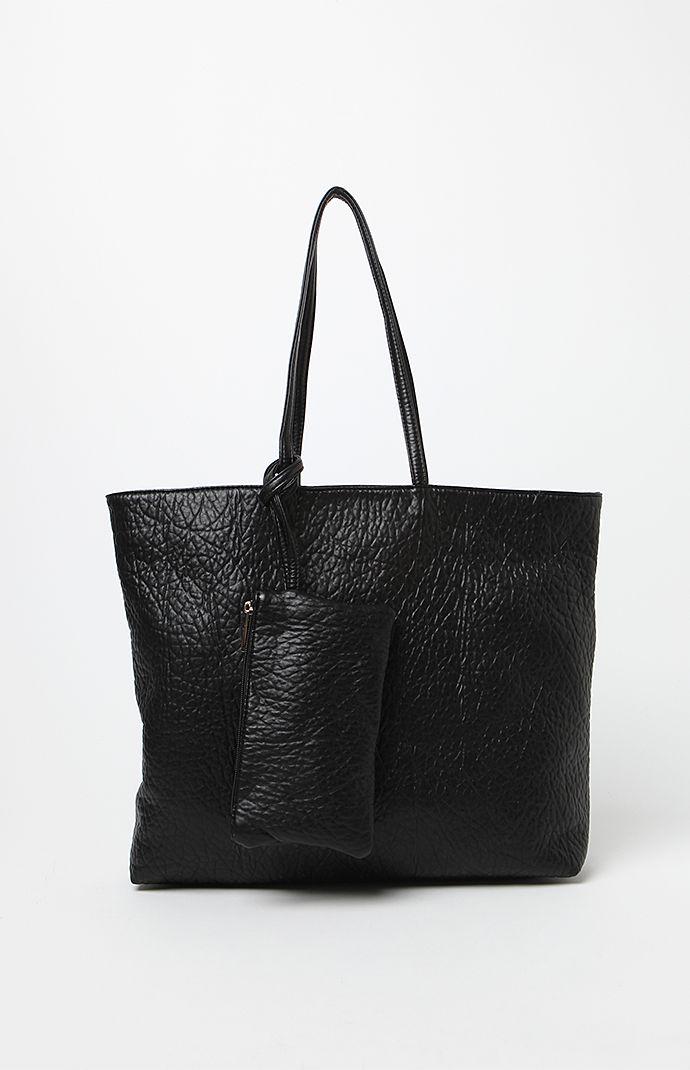 Nila Anthony Black Faux Leather Tote Bag