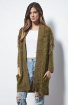 Volcom Black Sheep Fringe Trim Cardigan