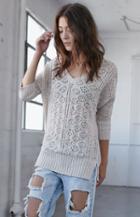 Me To We Stitch Interest V-neck Pullover Sweater