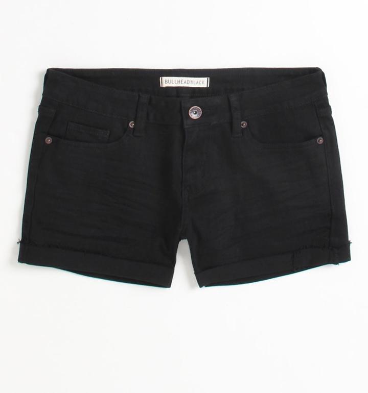 Womens Bullhead Black Shorts - Bullhead Black Mid Length Shorts